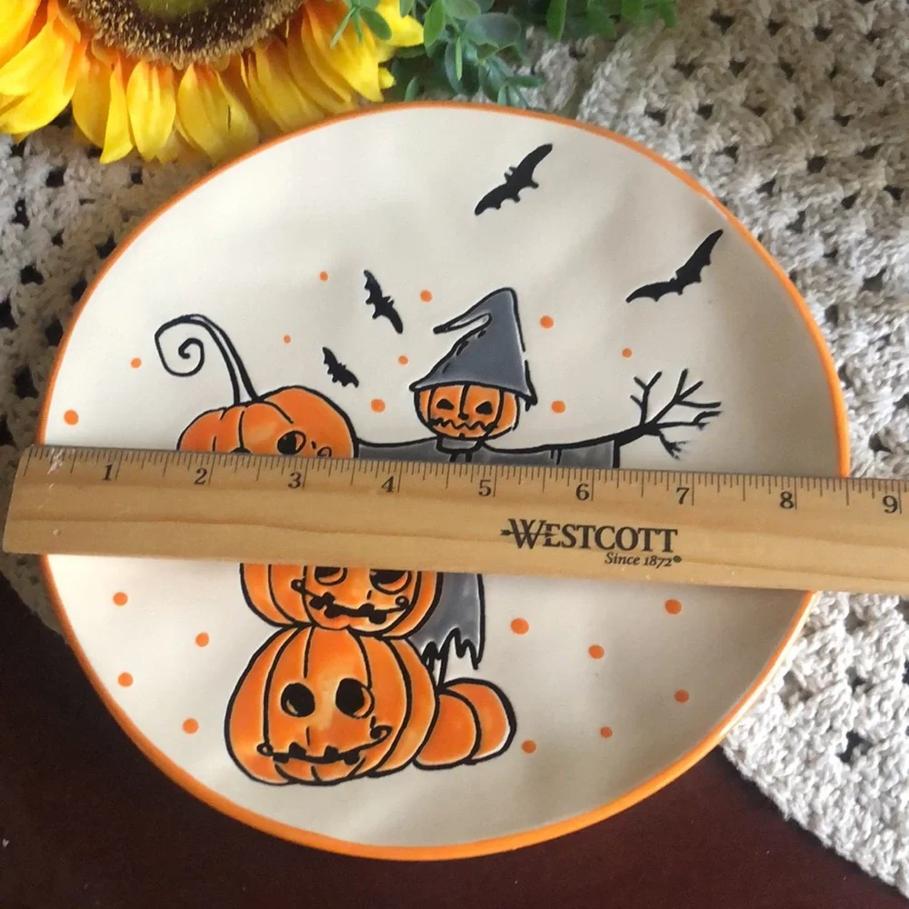 Scarecrow Jack O’Lantern Scarecrow Halloween Salad  Luncheon Plates